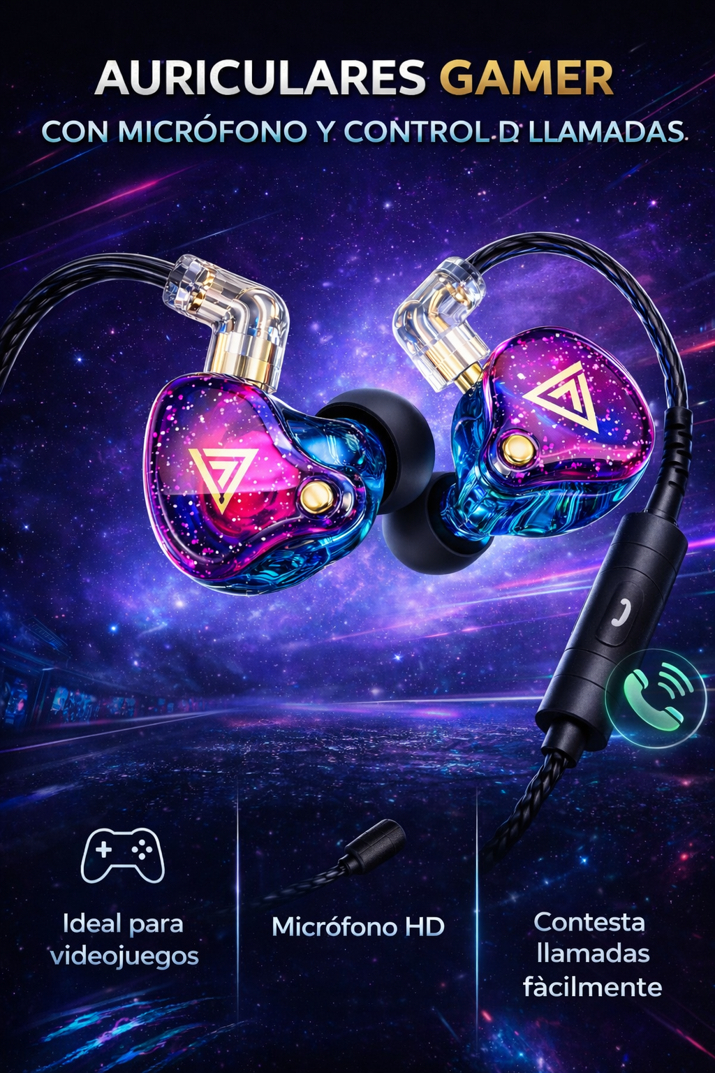 Auriculares Qkz Ak6 Pro con micrófono Stage Return para gaming y Streaming