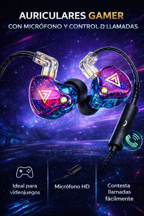 Auriculares Qkz Ak6 Pro con micrófono Stage Return para gaming y Streaming