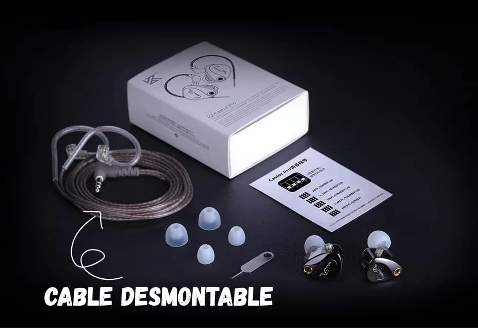 Auriculares in-ear gamer KZ Castor PRO bass version negro con Micrófono