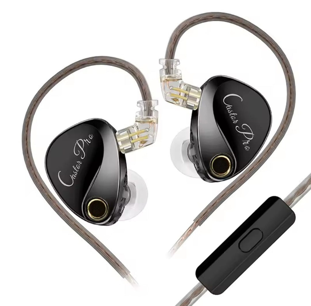 Auriculares in-ear gamer KZ Castor PRO bass version negro con Micrófono